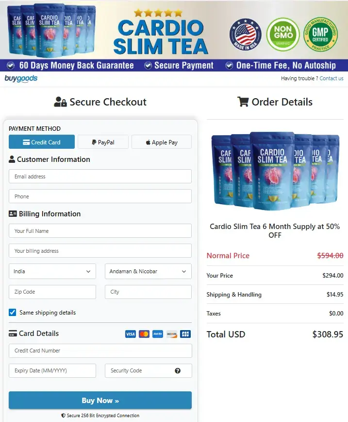 cardio slim tea order Form
